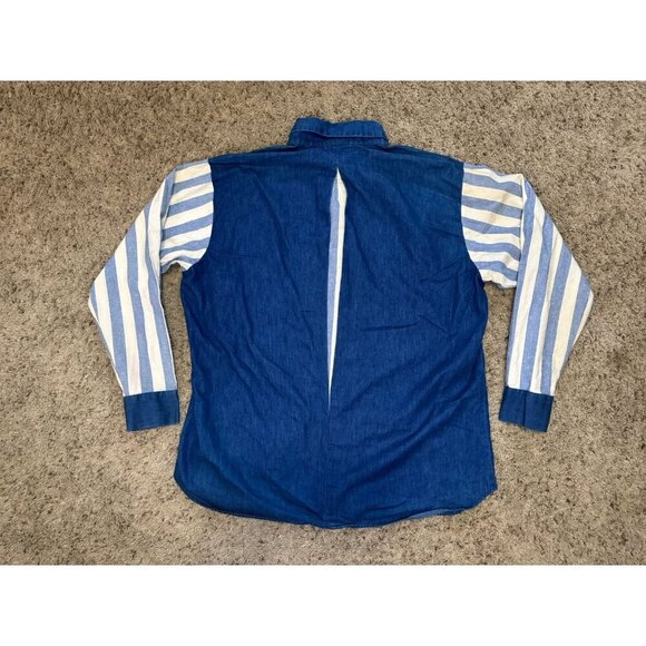 Vintage Dakota Sunset Chambray Western Long Sleeve Button Down Striped USA XL - Picture 3 of 10